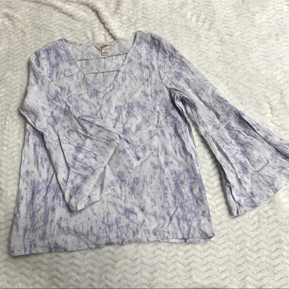 Arizona Jean co. Purple tie dye bell sleeve top